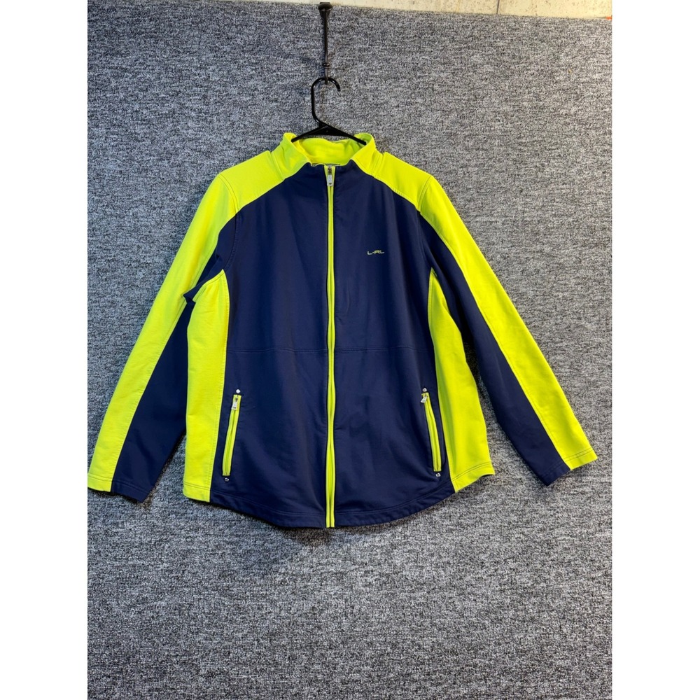 Lauren Ralph Lauren Active Navy Neon Green Full Zip Track Jacket Womens 2X